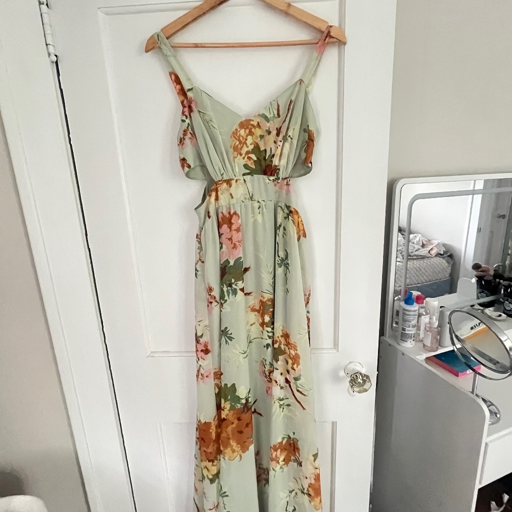 Long Green Floral Dress
